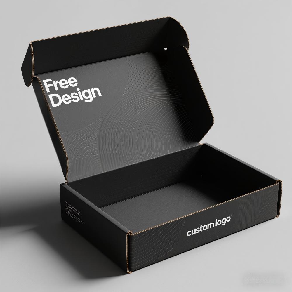 Corrugated Personalized Small Black Mailer Mailing Gift Boxes Custom Shipping Box for Small Business Shipping
