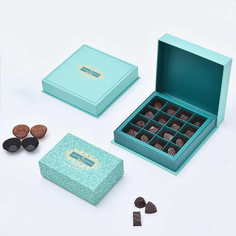 Wholesale Custom Logo Printed Eco Paper Truffle Packaging Chocolate Gift Box Luxury Chocolate Box With Insert Dividers