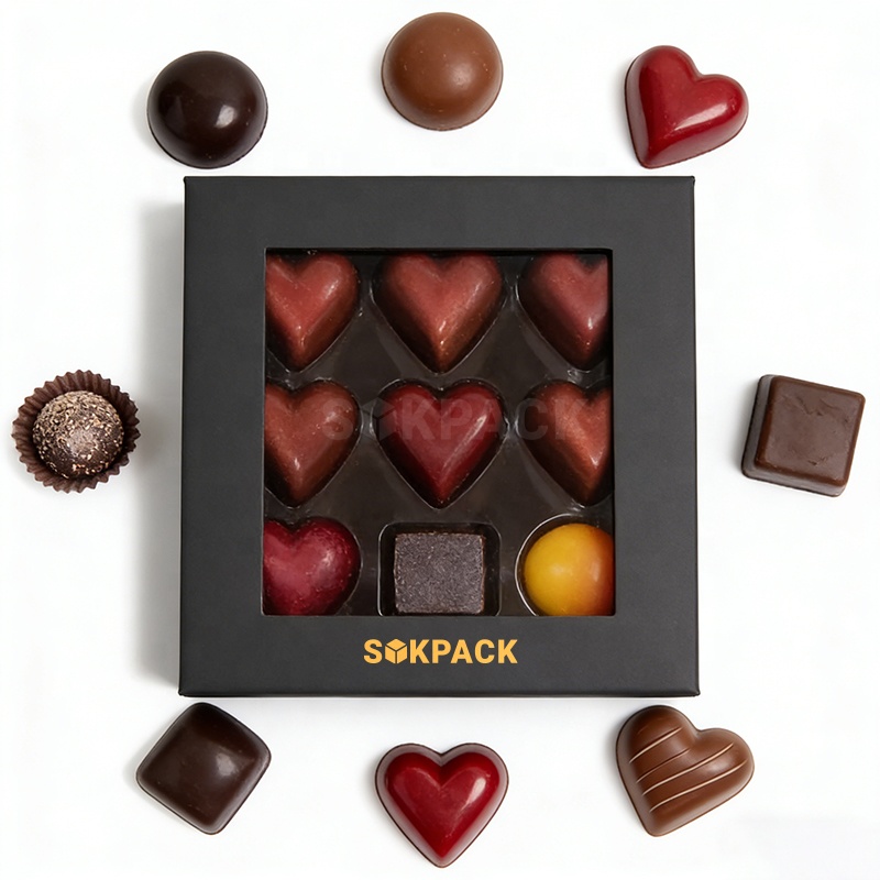 Custom Magnetic Book Style Chocolate Cardboard Gift Box with Transparent PVC Window for Luxury Candy &amp; Sweet Rigid Packaging Box