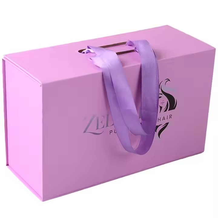 Rigid Cardboard Packaging Ribbon Magnetic Closure Folding Gift Boxes