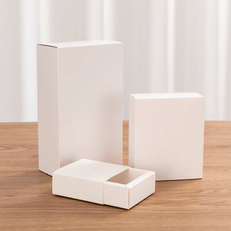 Kraft Paper Gift Boxes Sliding Drawer Paper Box With Frosted PVC Sleeve