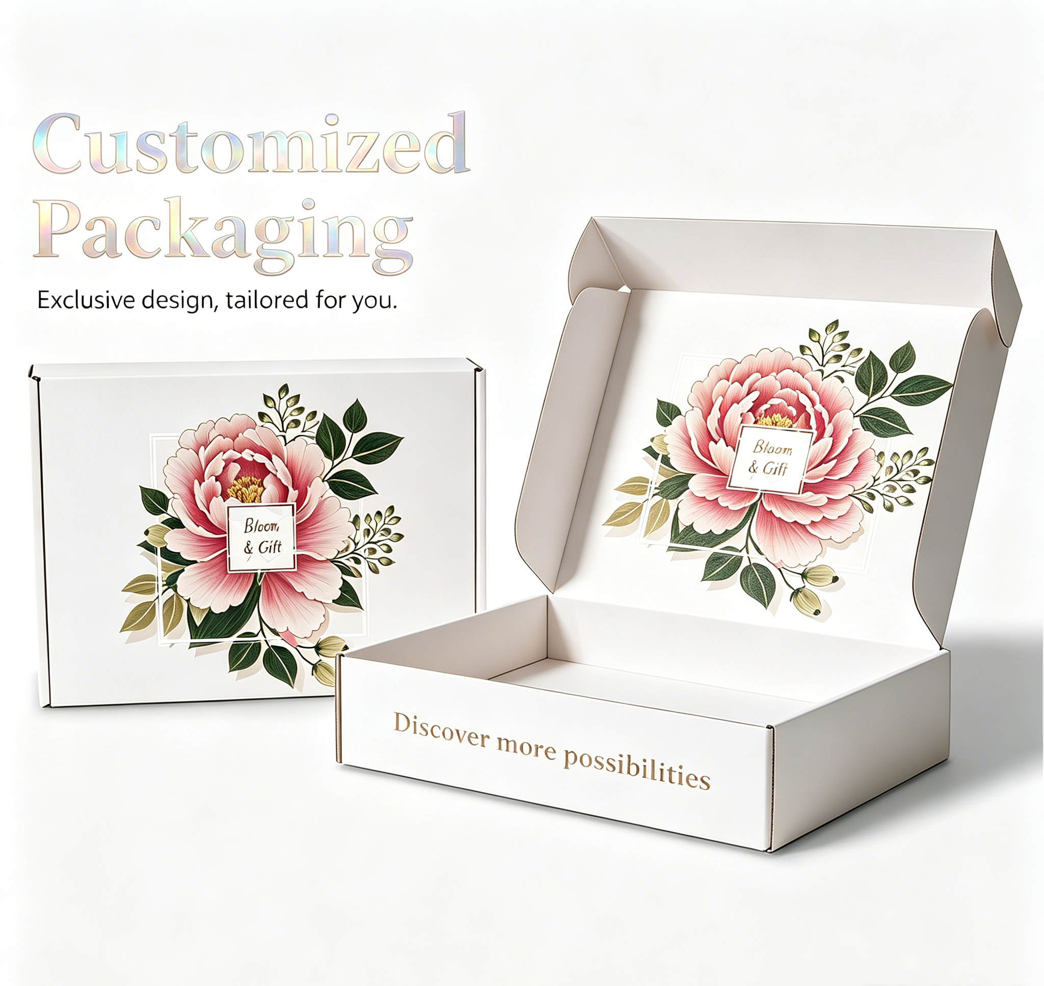 Heavy Duty Recyclable Holographic Effect Corrugated Cardboard Box with Four-Color Printing and UV Coating for Premium Skincare