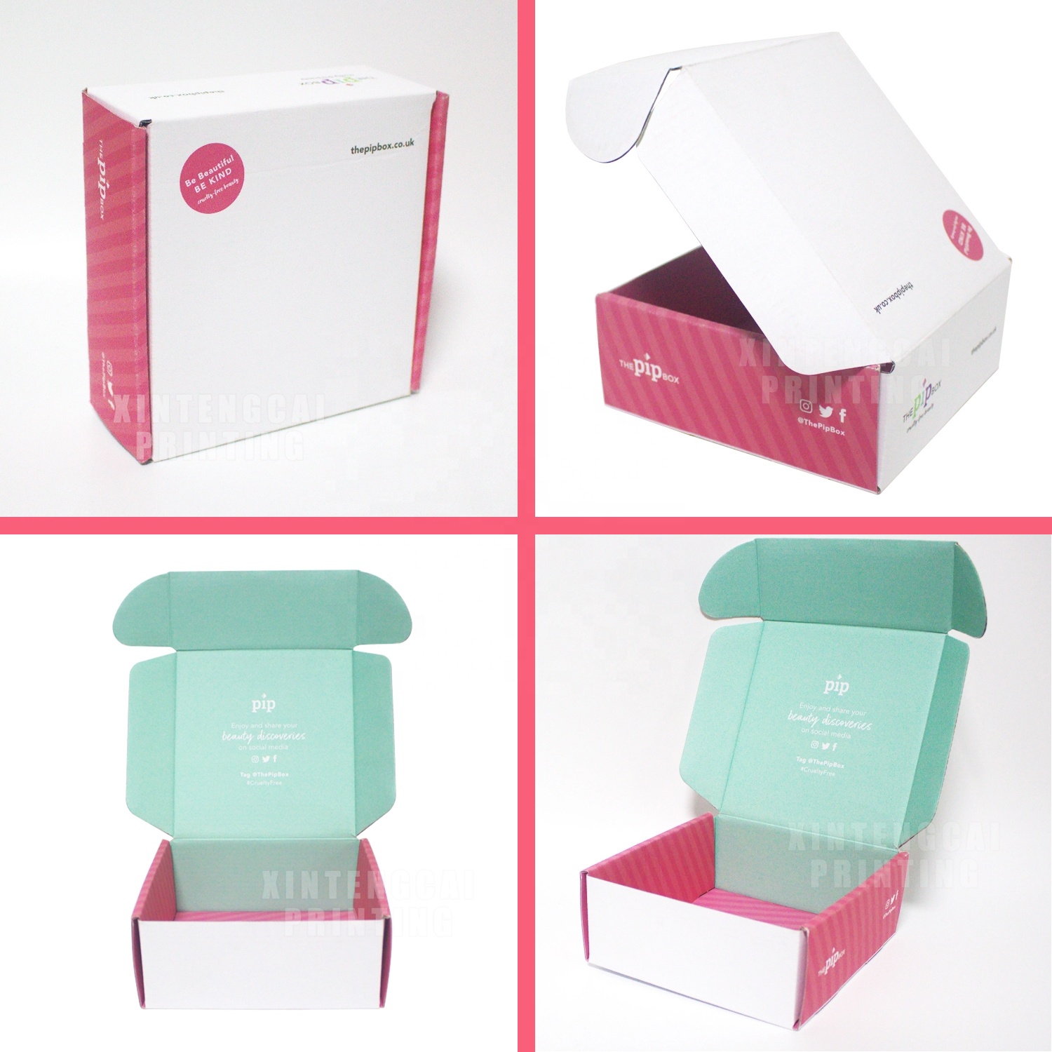 Luxury Pink Mailer Box With Custom Logo, Gift / Craft / Beauty / Subscription Corrugated Paper Packaging Box