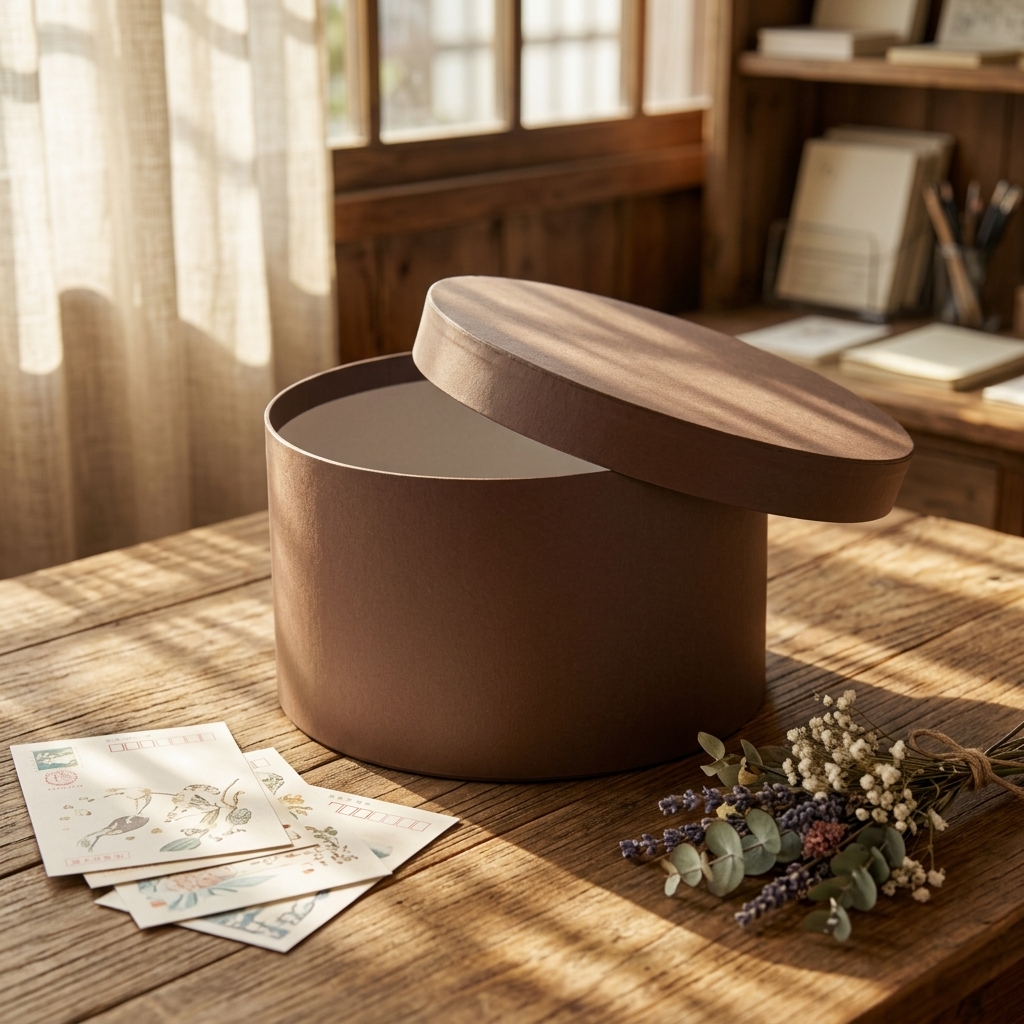 Custom Eco-friendly Brown Round Gift Boxes, Ideal for Packaging Luxury Jewelry, Gift Figurines, and Small Handbags