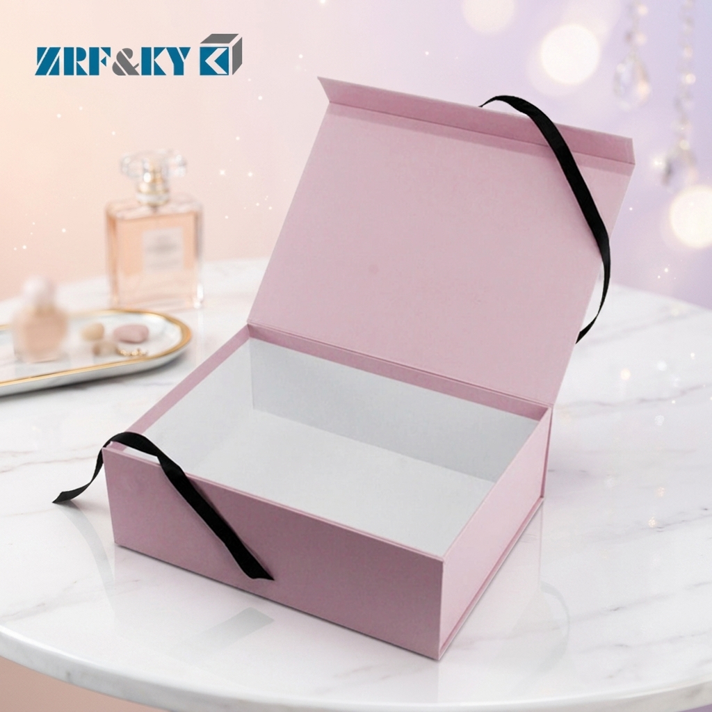 Custom Luxury Logo Hot Stamping Printed Color Foldable Paper Gift Collapsible Brand Bag Rigid Pink Packaging Box
