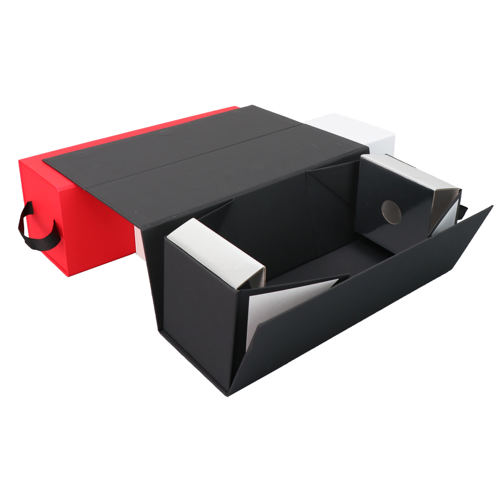 Wholesale Black Custom Luxury Magnetic Cardboard Rigid Craft Industrial Gift Wine Folding Paper Box