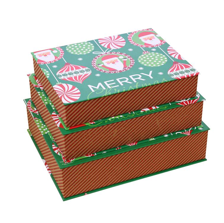 Generous Rectangular Handmade Rigid Lid and Base Christmas Gift Packaging Box Recyclable Hard Paper Box With Custom Logo