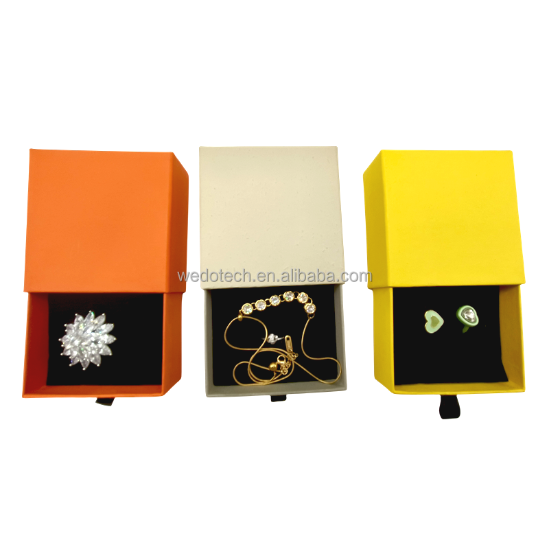 Cardboard Drawer Jewelry Gift Box for Necklace Earring Bracelet Ring with Embossing Printing Handling
