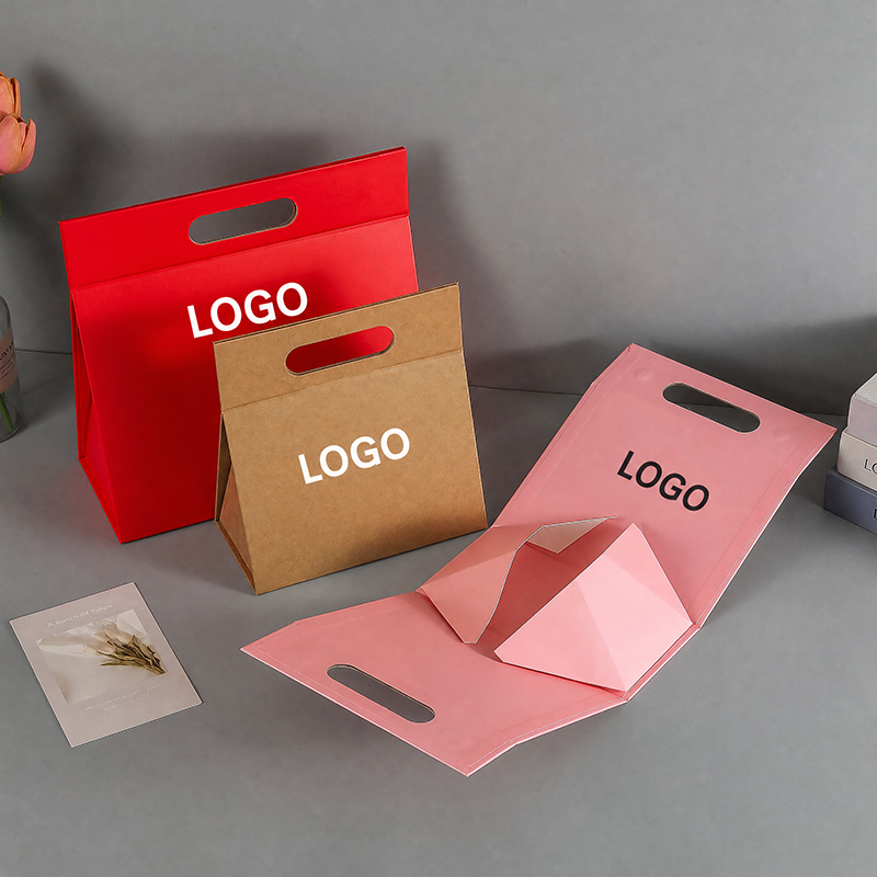 Collapsible Paperboard Gift Box With Carry Handle Custom Logo Retail Packaging For Candy Jewelry Holiday Presents