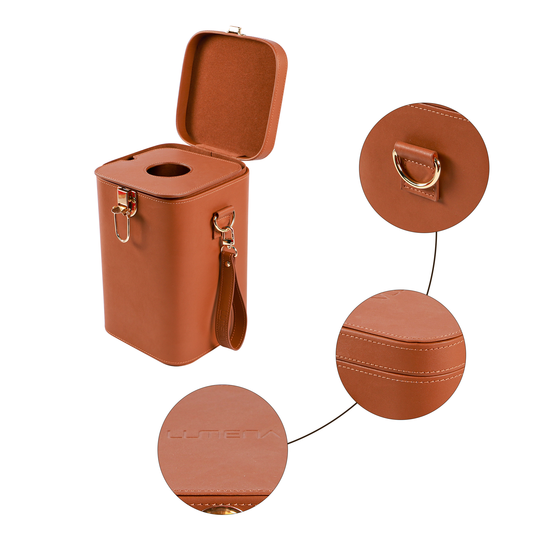High Quality Wine Box Gift Leather Single Bottle Wine Gift Boxes Handle Hinged Carrier Wine Box Gift
