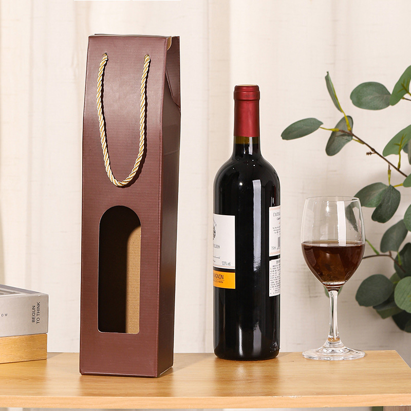 Supplier Wholesale Custom logo Cheap Single Red Wine Bottle Paper Gift Box Packaging Wine Glass Gift Box With Window