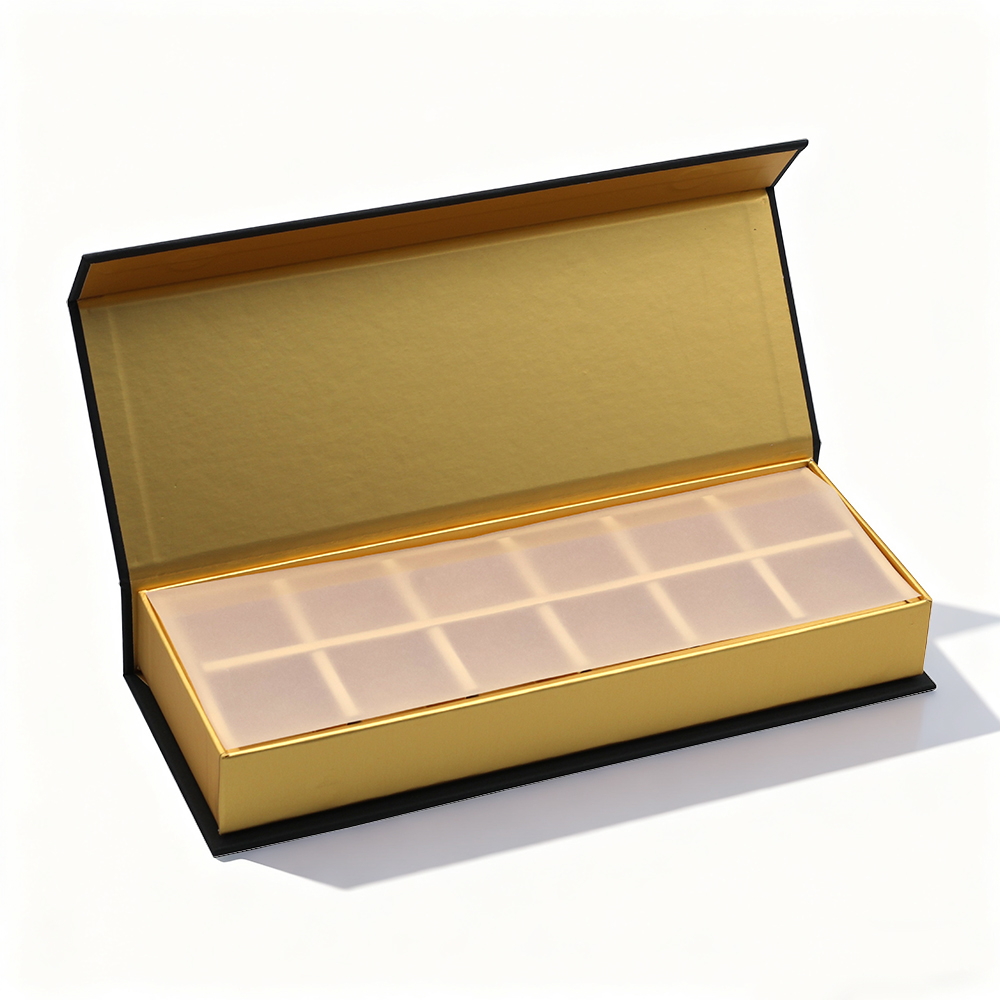 luxury custom design empty gold hard cover individual magnetic truffle chocolate gift dividers packaging boxes for chocolates