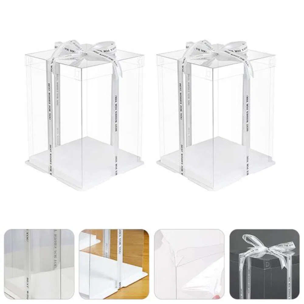 Wholesale Tall Transparent Plastic Clear Cake Packaging Box Wedding Pop Pastry Gift Bakery Cake Display Box