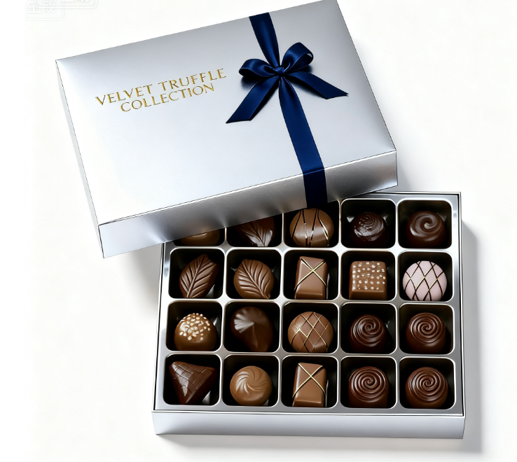 Customized Printed Cardboard Chocolate Gift Box for Candy, Biscuit, Christmas Packaging, with Ribbon Bow