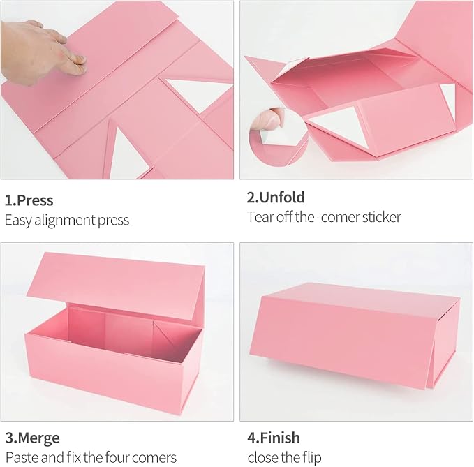 Custom Logo Pink Luxury Magnetic Foldable Gift Packaging Box Magnetic Closure Cardboard Shoes Clothing Apparel Shipping Boxes