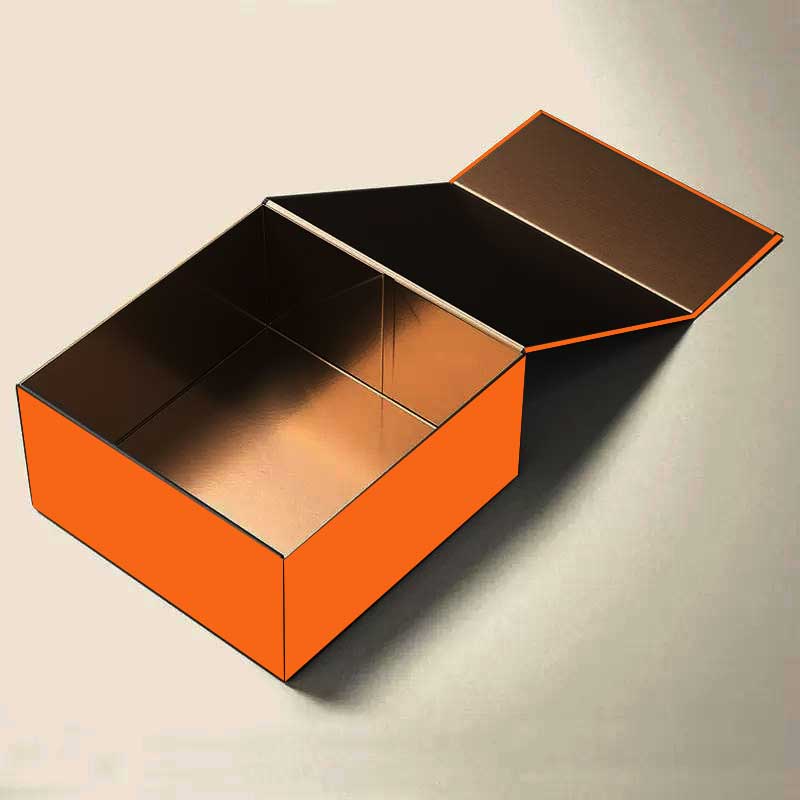 Custom Orange Luxury Rigid Folding Magnetic Gift Boxes Sponge Recyclable Paper Packaging Custom Printed Foldable Magnetic Gift