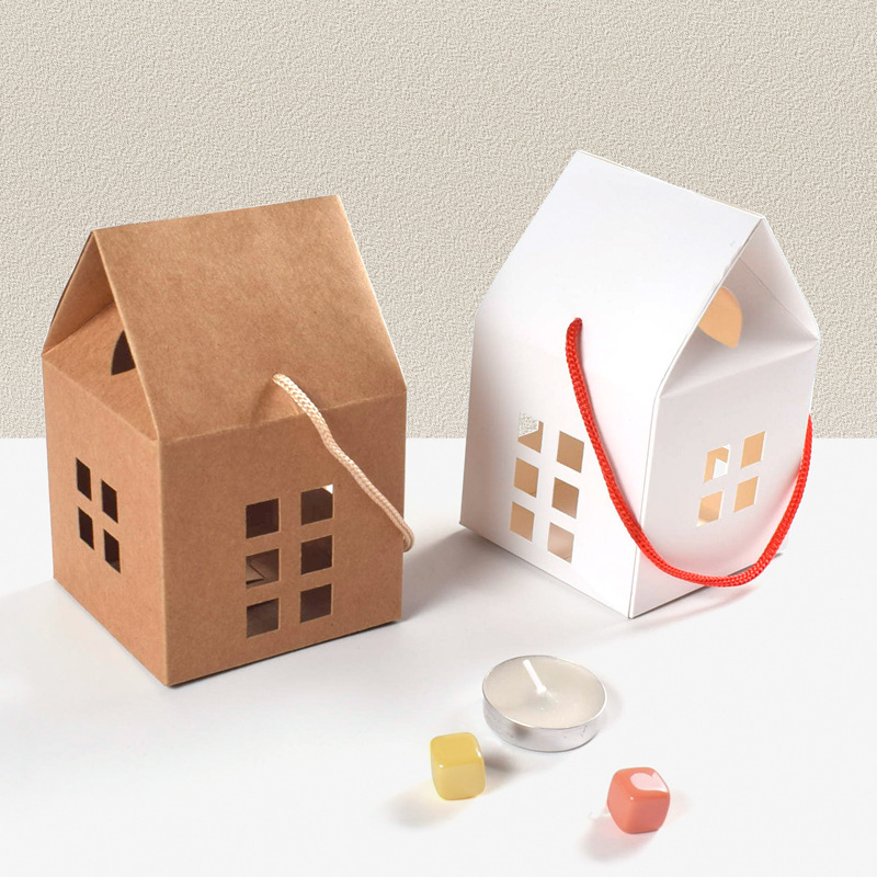 Portable Hollow House Chocolate Candy Biscuit Gift Box Aromatherapy Candle Packing Box Recycled Materials Wedding Souvenirs case