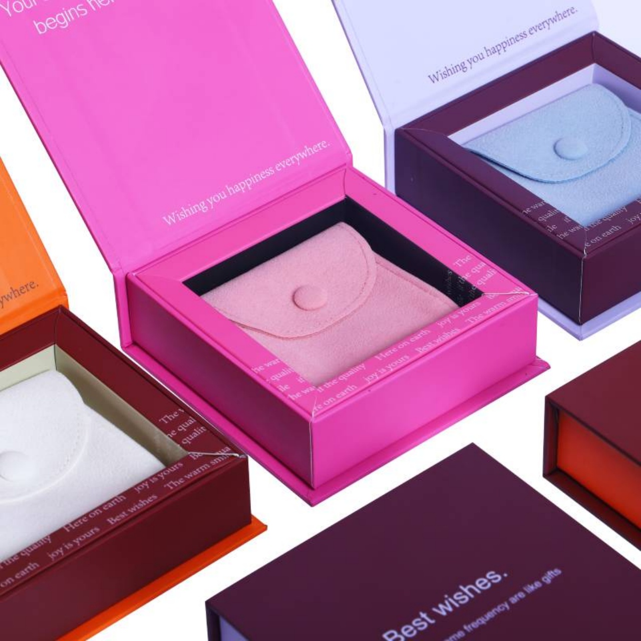 Factory Premium Eco-friendly Personalized Square Rigid Coated Cardboard Jewelry Boxes with Flip Top Closure for Valentine's Day