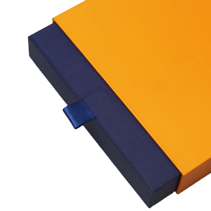 Luxury Custom Brand Clothing Drawer Box Glossy Lamination Paper Packaging for Scarves Socks UV Advantage Pull-out Drawer Design
