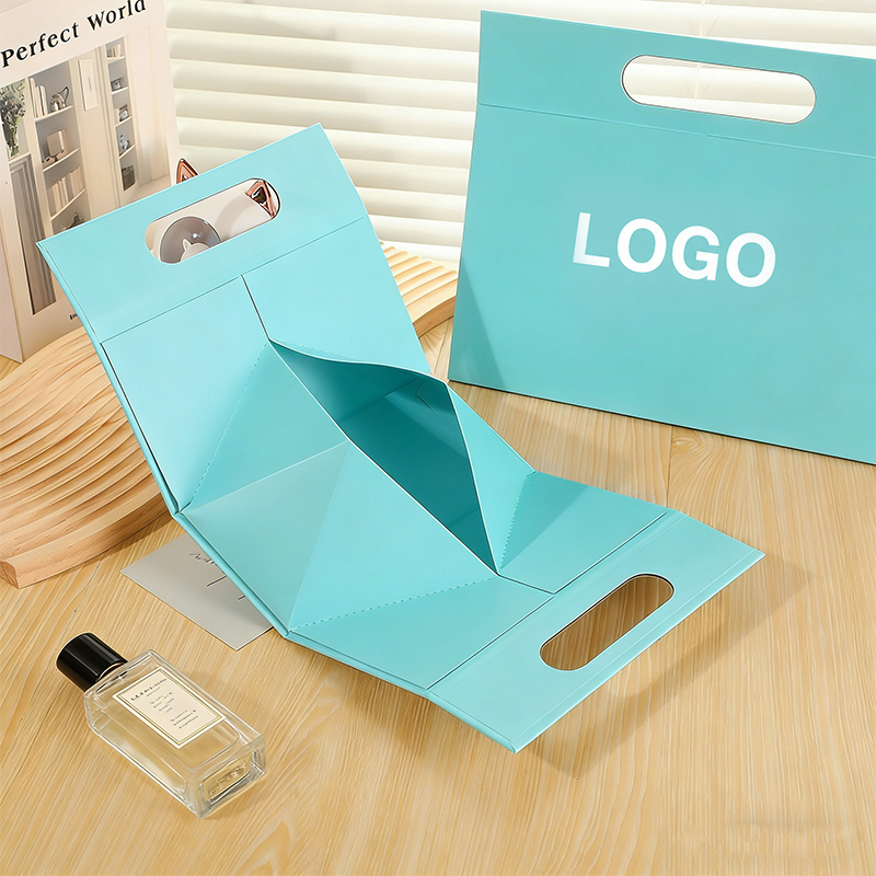Collapsible Paperboard Gift Box With Carry Handle Custom Logo Retail Packaging For Candy Jewelry Holiday Presents
