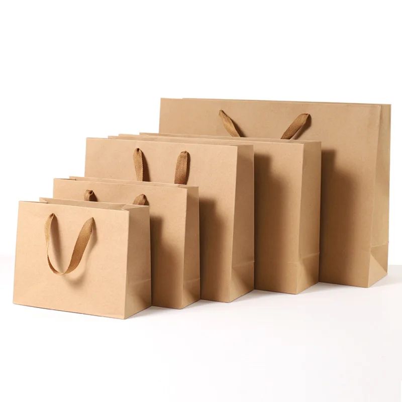 Paper Bag Printed Gift Bags With Handle Luxury Eco-friendly Foldable Reusable Kraft Paper Bags