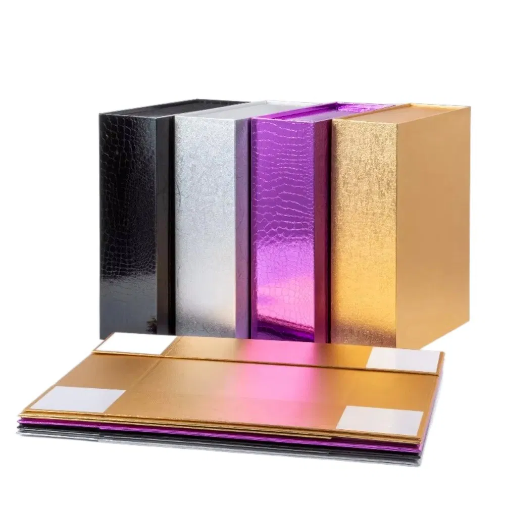 Wholesale Luxury Metallic Rigid Gift Boxes – Multi-Color Collection (Black, Silver, Purple, Gold) with Premium Festive Presents &amp; Retail Packaging
