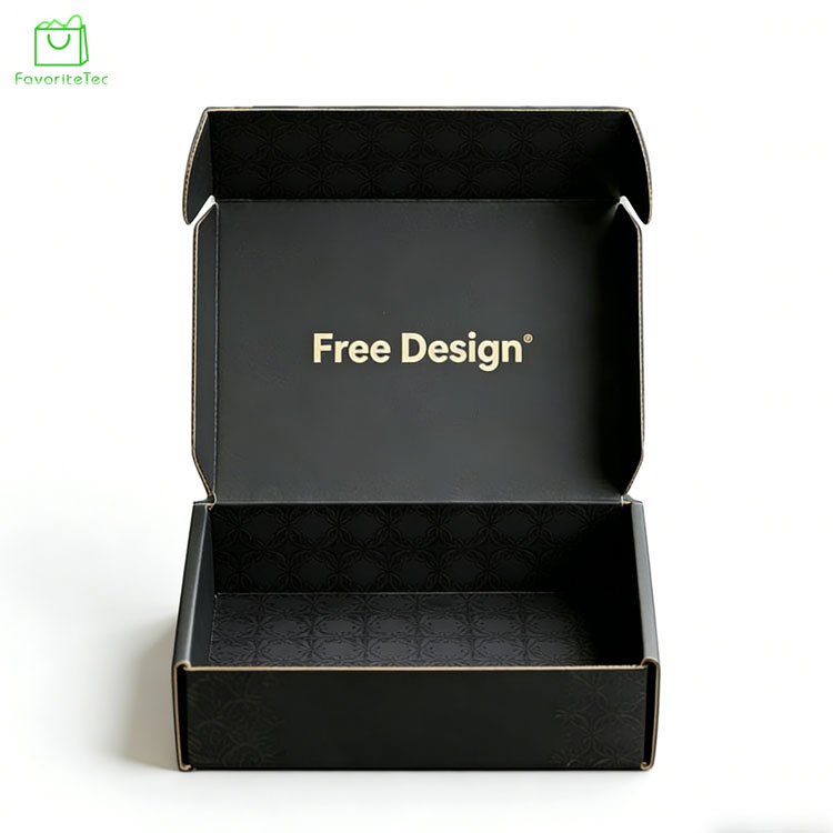 Custom Logo Printing Black Mailer Box Eco-Friendly Corrugated Shipping Paper Packaging Boxes For E-commerce