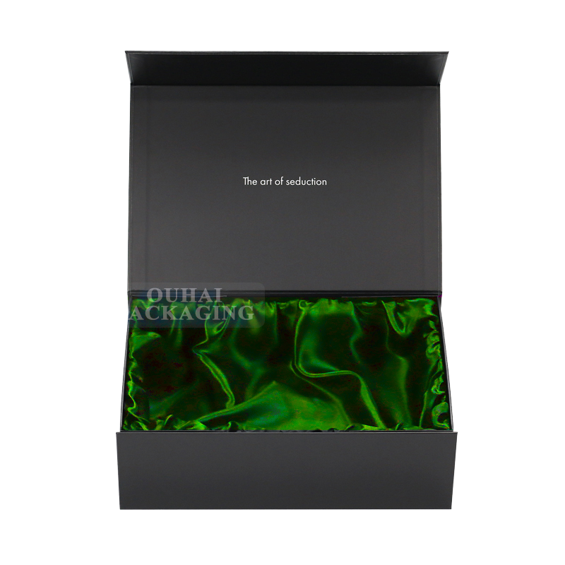 Custom Logo Luxury Package Box With Satin Inside Packing Magnetic Pink/Green/Black Satin Insert Lined Folding Gift Box