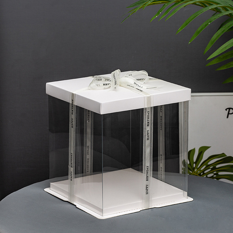 Direct Factory Wholesale 10'' 12''14'' 16'' Transparent Paper Boxes Plastic Tall Cake Box