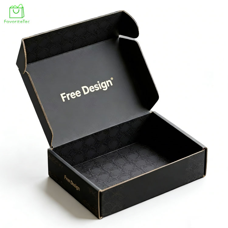 Custom Logo Printing Black Mailer Box Eco-Friendly Corrugated Shipping Paper Packaging Boxes For E-commerce