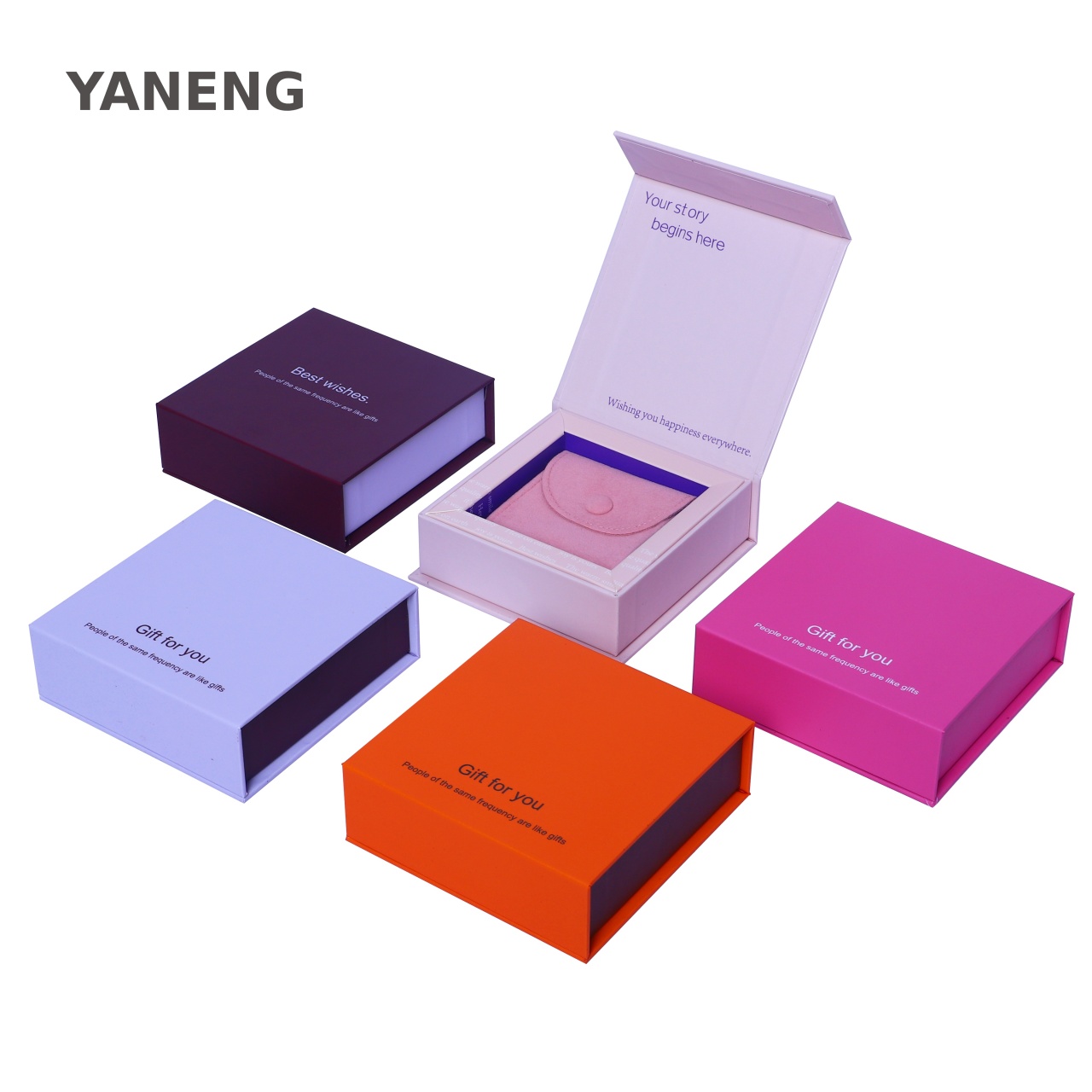 Factory Premium Eco-friendly Personalized Square Rigid Coated Cardboard Jewelry Boxes with Flip Top Closure for Valentine's Day