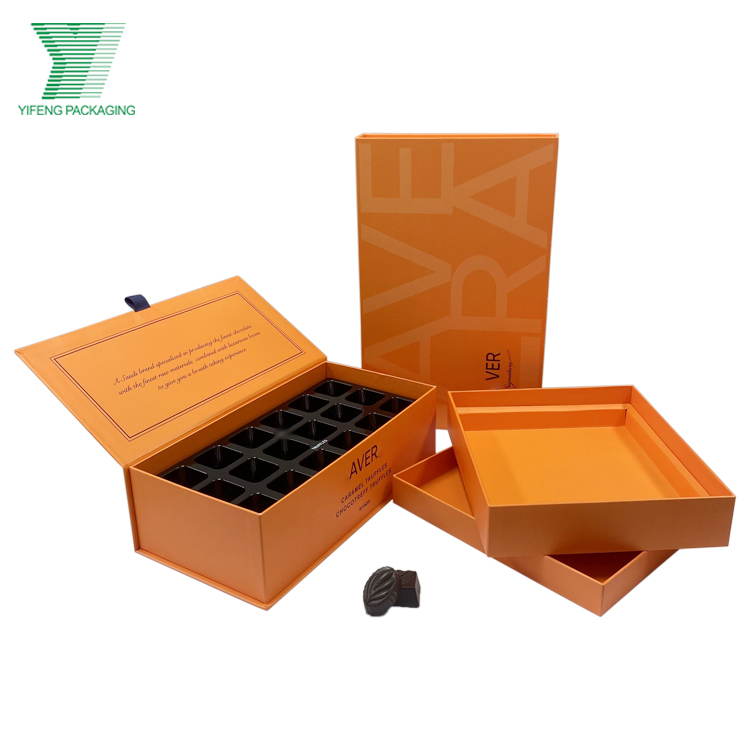 Wholesale Custom Logo Printed Eco Paper Truffle Packaging Chocolate Gift Box Luxury Chocolate Box With Insert Dividers