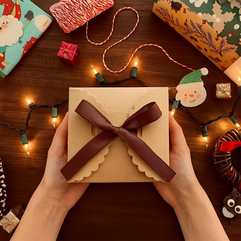 Hot Selling Black Gift Boxes With Lids and Ribbons 10 Pack Easy Assemble Cardboard Present Box for Christmas Holiday Gifting