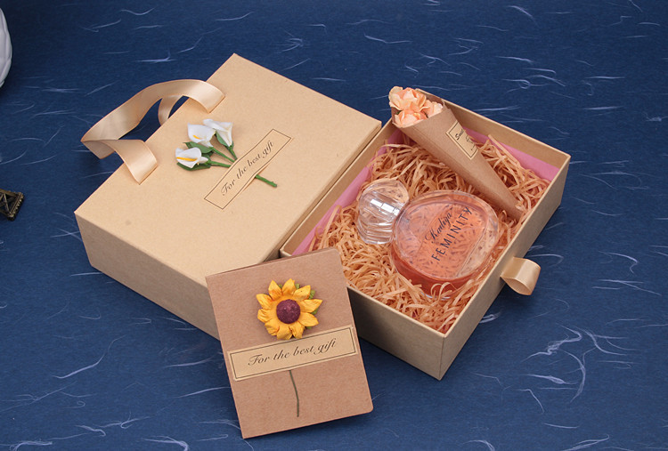 Creative Drawer-Style Kraft Paper Gift Box for Skincare Cups &amp; Cosmetics; Birthdays and Holidays
