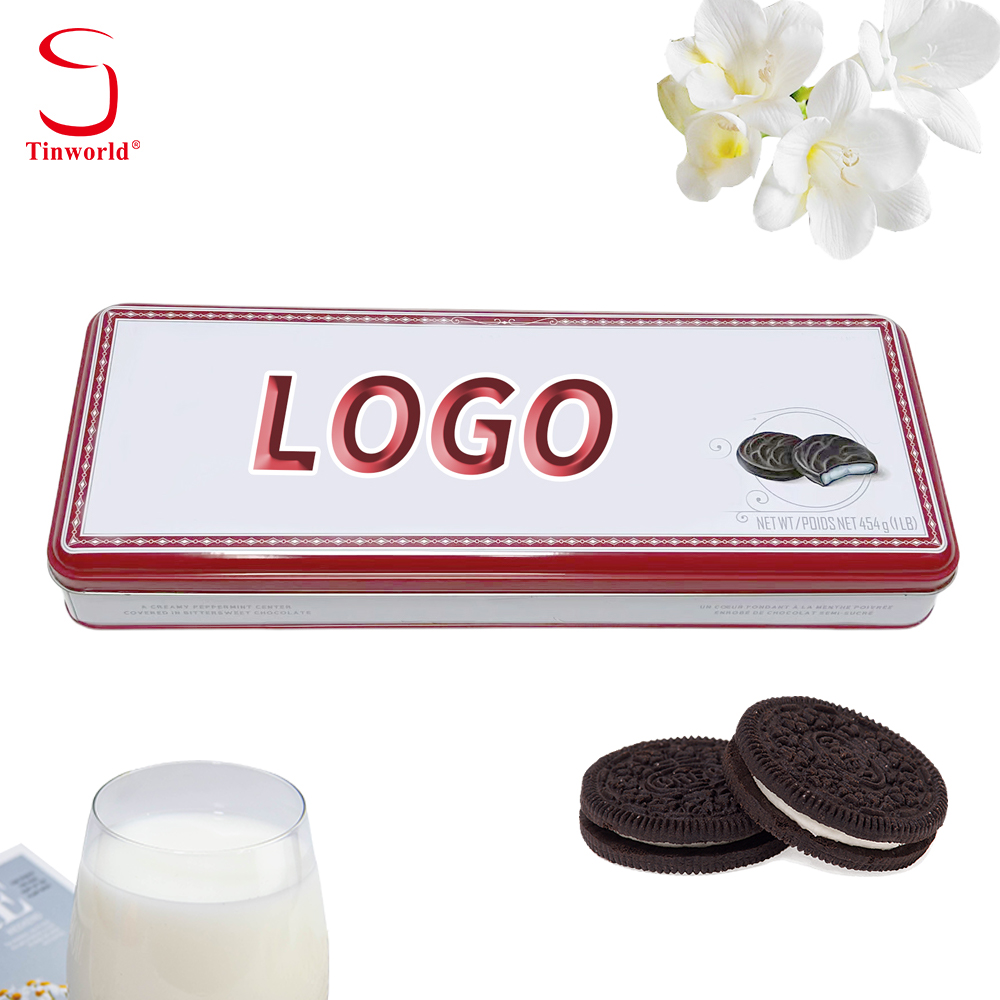 Factory Custom Metal Box Empty Rectangle Tin Cans Packaging Gift Chocolate Biscuit Tin Jar With Lid