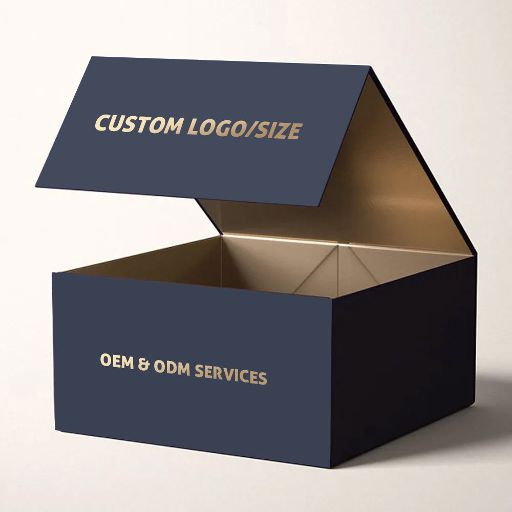 Flip Top Folding Black and White Rigid Cardboard Magnetic Closure Custom Packaging Square Gift Box Geschenk Box