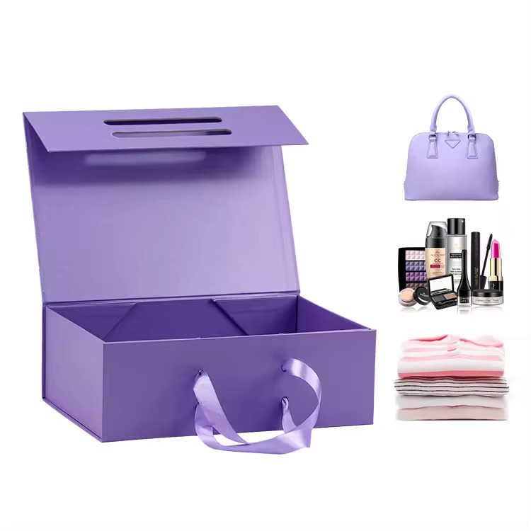 Wholesale Custom Logo Printed Folding Foldable Fold Cardboard Magnet Magnetic Handbag Packaging Packaged Paper Box For Tote Bag