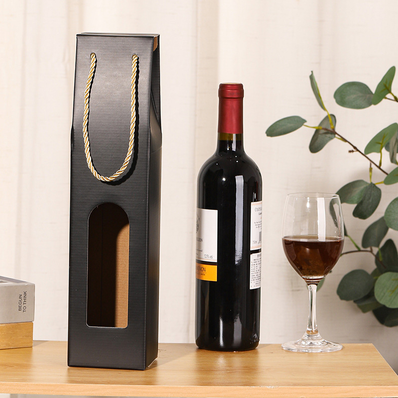Supplier Wholesale Custom logo Cheap Single Red Wine Bottle Paper Gift Box Packaging Wine Glass Gift Box With Window