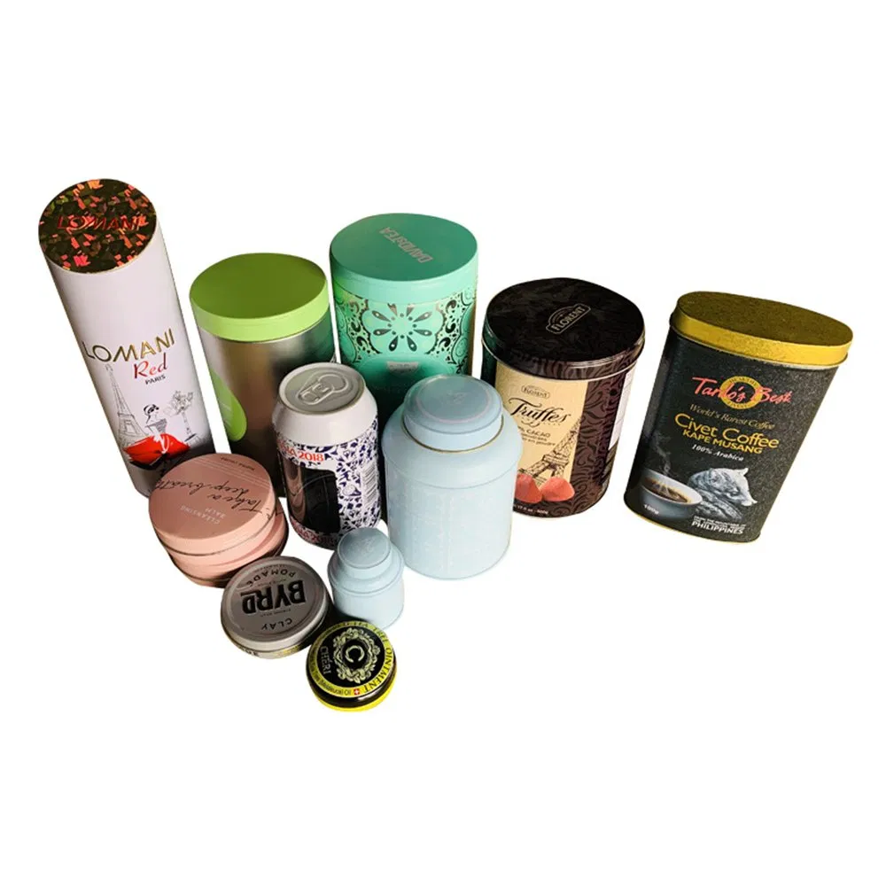 Environmentally Resealable Food Grade Round Metal Tin Box Black Gift Packaging Tin Can