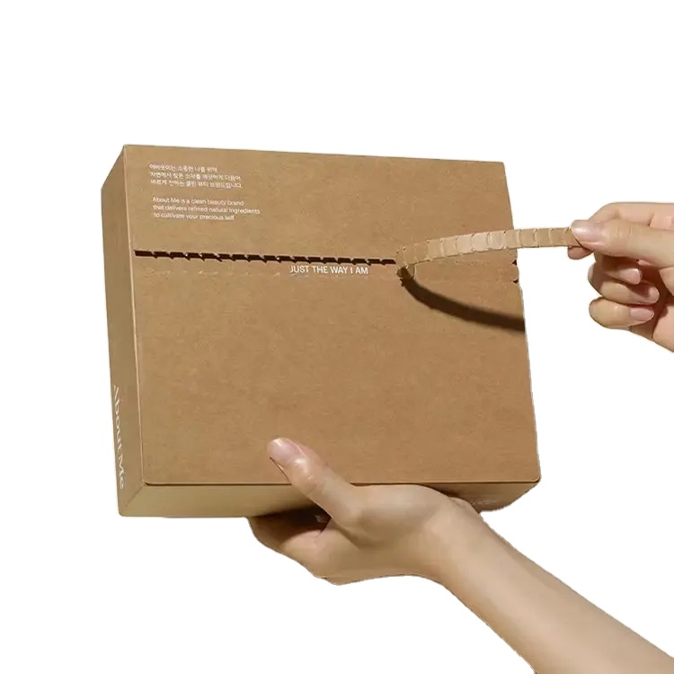 High-End Custom Logo Self-Sealing Corrugated Mailer Carton Recycled Packaging Boxes for Skin Care Cosmetics Embossed Shipping