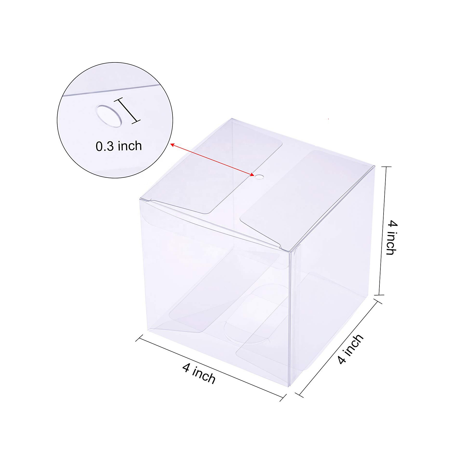 Custom Clear Candy Apple Boxes 4"X 4"X 4" Transparent Pet Pvc Plastic Food-Grade Treat Box for Caramel Cake Cookies Chocolate