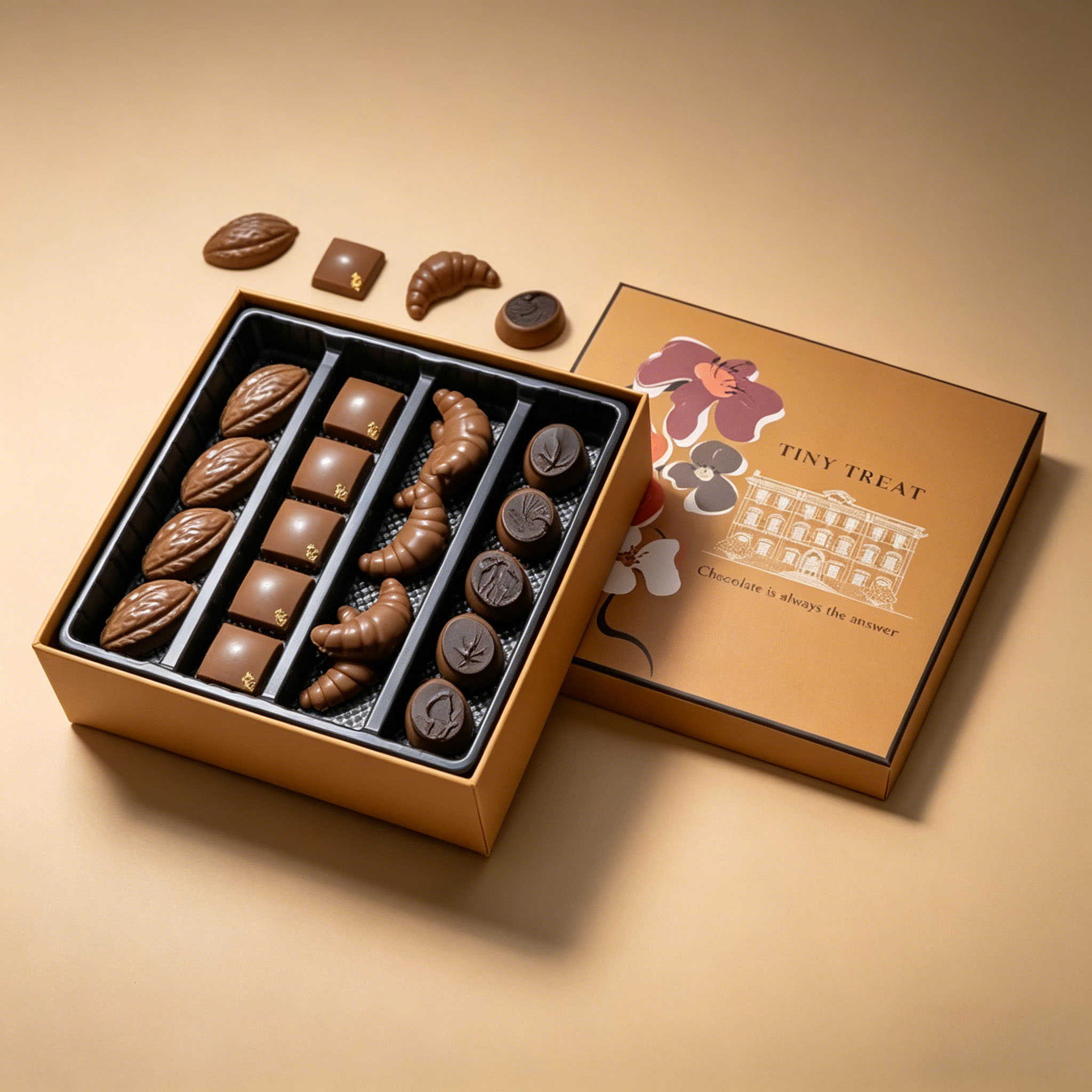 Empty Premium Customize Ramadan Truffle Chocolate Lid And Base Boxes Candy Nut Macaron Gift Packaging Box With Plastic Inserts