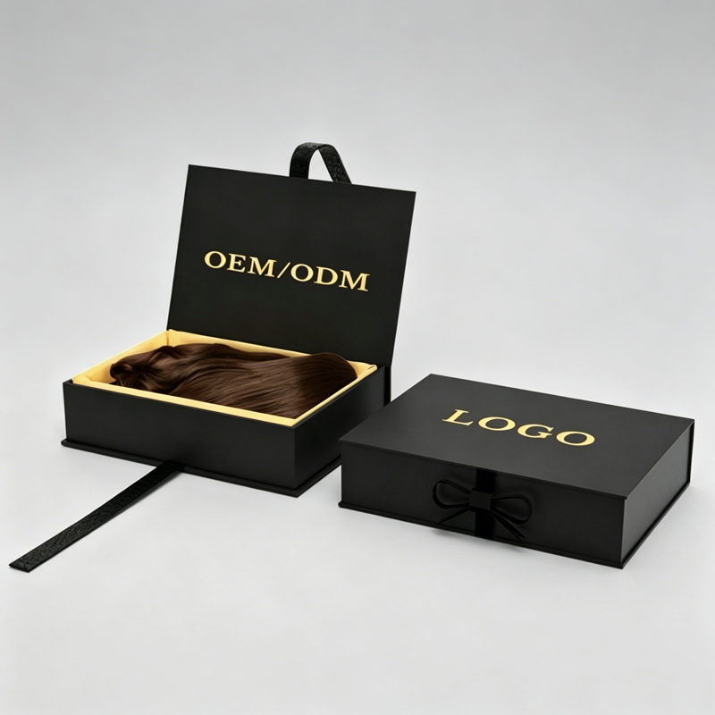 No Pollution Friendly Rigid Magnetic Gift Box Custom Logo Wigs Hair Packaging Box for Quality Gift Ribbon Packaging Box
