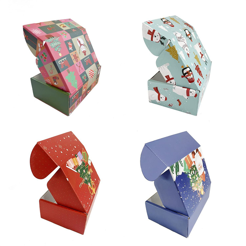 Custom Retail Logo Color Paper Mailing Product Gift Box Printed Corrugated Folding Shipping Kraft Mailer Packaging Cardboard Boxes for Christmas Xmas
