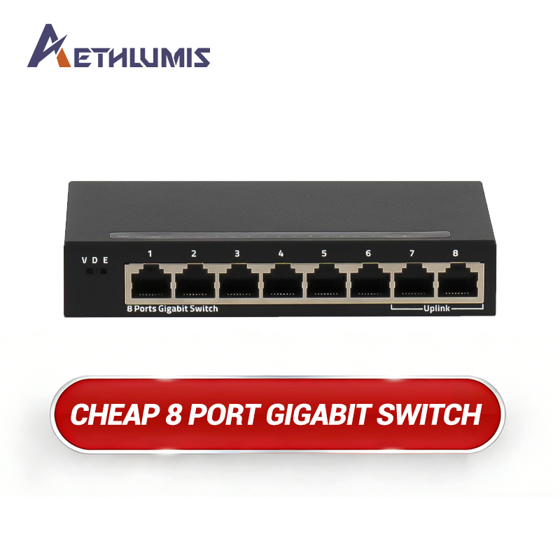 S1508E 8 Port Gigabit Ethernet Switch Unmanaged Desktop Metal Housing with VLAN Isolation and Extended DIP Mode Network Switch