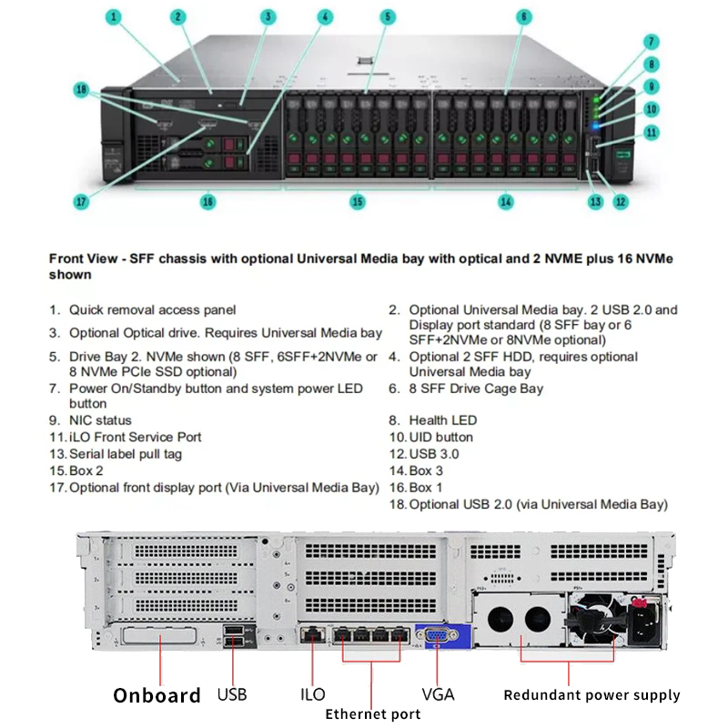 Best Factory Direct Sale HPE ProLiant DL388 Gen10 2U Rack Server High Performance Enterprise Cloud Data Center Server