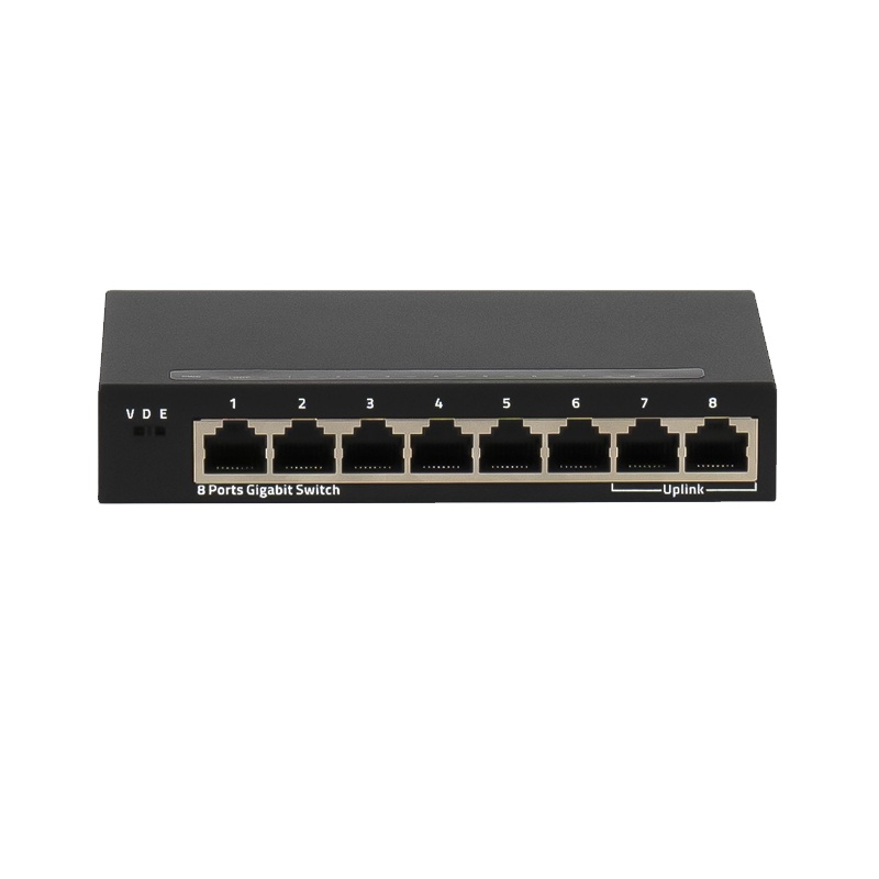 Silent 8 Port Gigabit Ethernet Switch Unmanaged Fanless Metal Case Desktop Plug and Play for Home Office CCTV