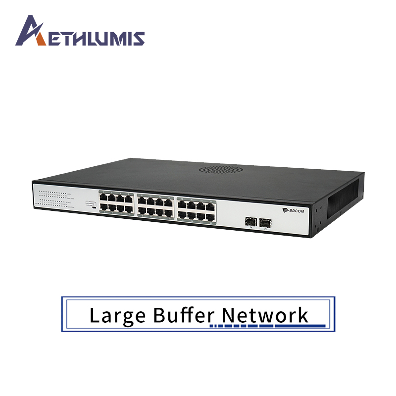 Professional 24 Port PoE Switch Gigabit 370W with 2 Uplink Ports Large Cache Smooth Transmission Hub Network Switch