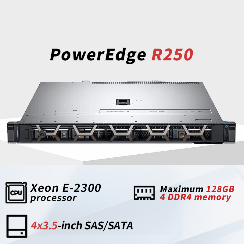Factory Wholesale Dells Server Computer Poweregde R250 1u Rack Server Host Pc Intel Xeon Network  Ram Server System for Sale