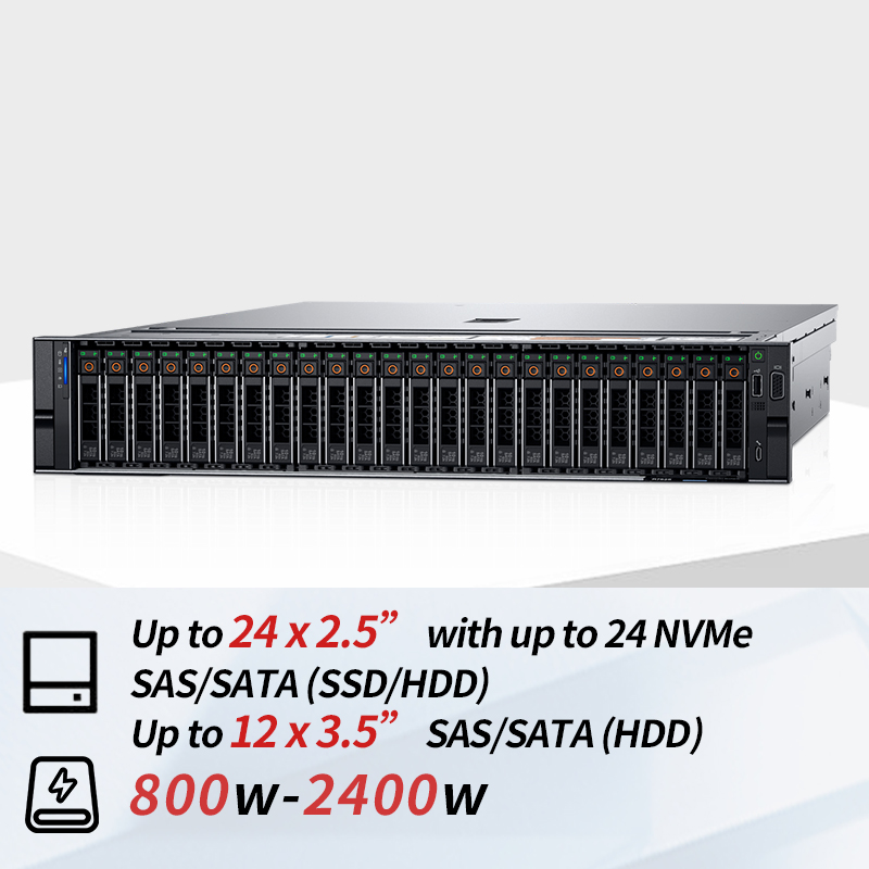 Factory Wholesale Del PowerEdge R7525 2U Rack AI Server Computer for AMD EPYC Cloud Virtualization GPU Deep Learning Rack Server